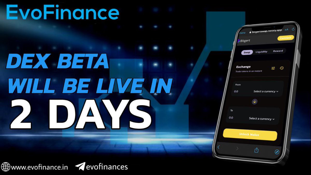Hello Evoians, 

Dex beta will be made live on Monday

<a href="/bitgertbrise/">Bitgert - $BRISE</a> 
@centcex 

#Bitgert #BRC20 #evofinance #centcex #Dex