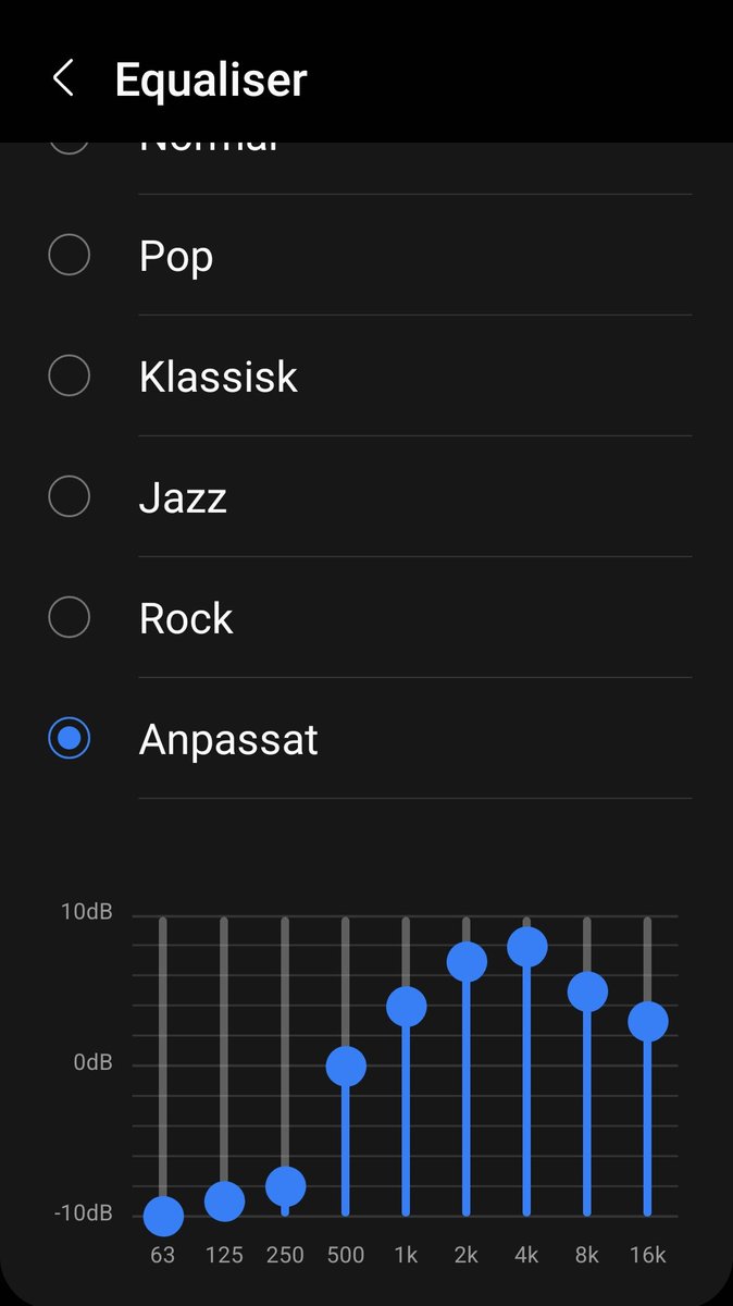 LL_was_here's tweet photo. The Equalizer in Android is a good acessibility peice for listening to music via stock ear pieces with hearing loss. Just wish they allowed a grater range than just 20 dB so you could lower the bass a bit more. #android #acessibility https://t.co/kHeL9ybI95