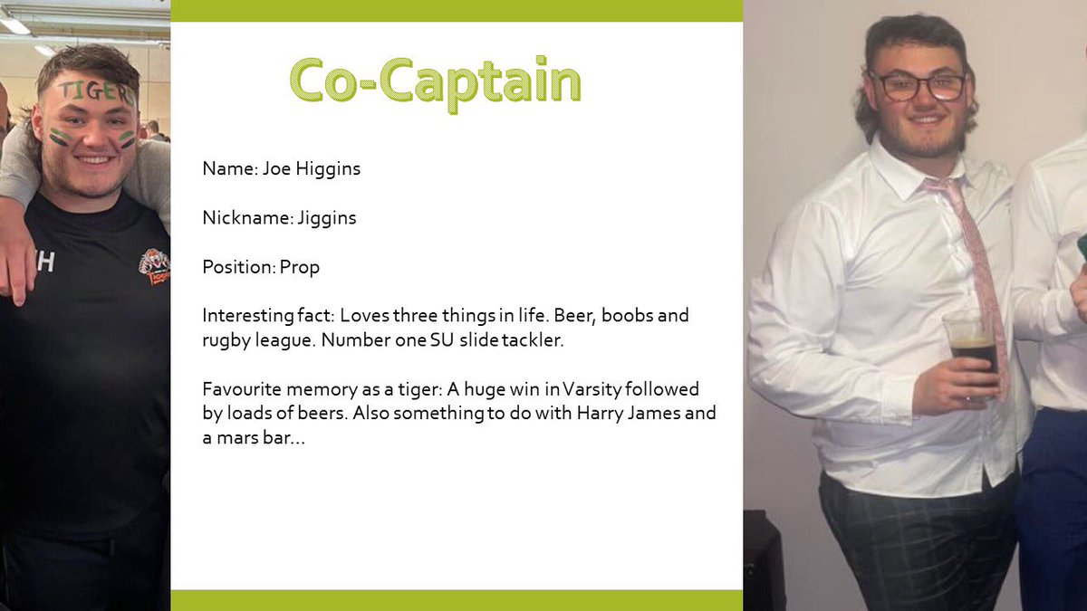 COMMITTEE ANNOUNCEMENT 2022/2023💚

Congratulations to Joe Higgins on being named one of our co-captains for next season.

Stay tuned for tomorrow when the next co-captain is revealed🐯💚