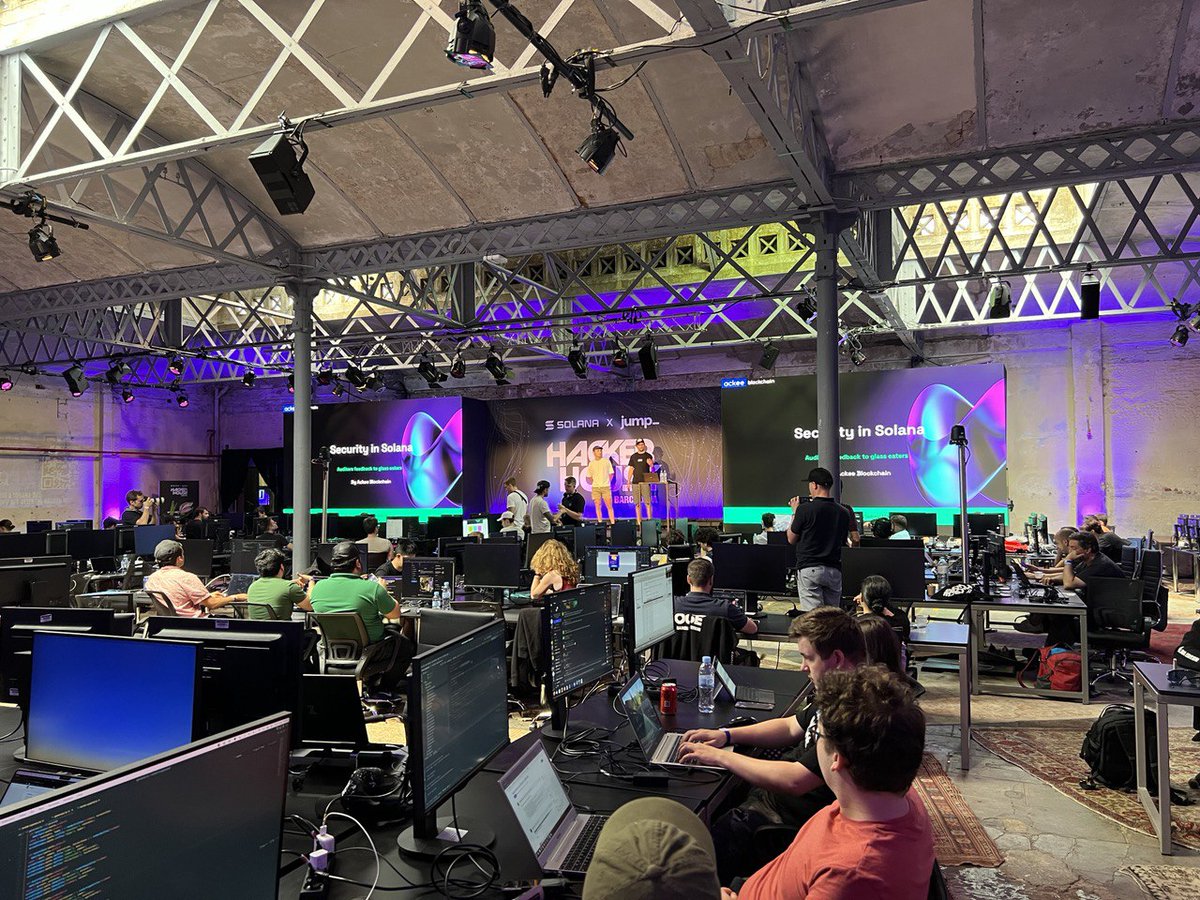 hackerhouses's tweet photo. Interested in security, #HackerHouseBarcelona?

@jgattermayer and @vlado_marcin from @AckeeBlockchain is talking about ‘Security in @solana' in the main room now.

Secure your spot! 🛡️ https://t.co/VEFyjkBK1C
