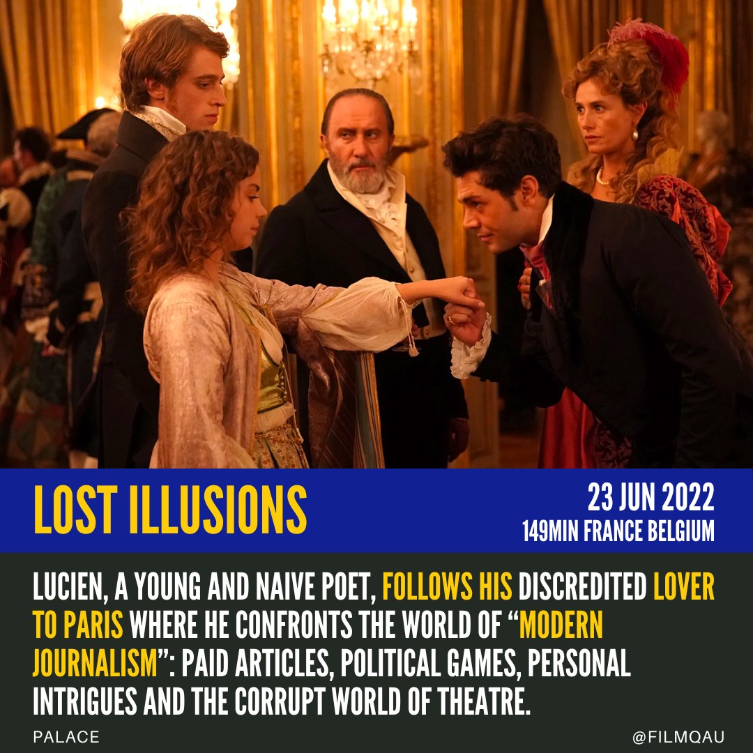 Lucien, a young and naive poet, follows his discredited lover to Paris where he confronts the world of “modern journalism”: paid articles, political games, personal intrigues and the corrupt world of theatre. #LostIllusions out 23 June 2022.

#filmQ  #Palace @palacefilms