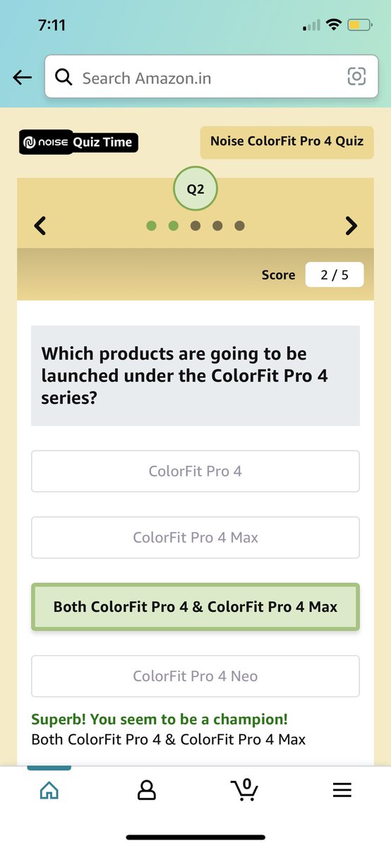 Evin_Blank's tweet photo. I played this interesting Quiz on Amazon https://t.co/cuYqren7ej #Amazon #amazonIN #NoiseColorFitPro4 https://t.co/5x2edkUcbk