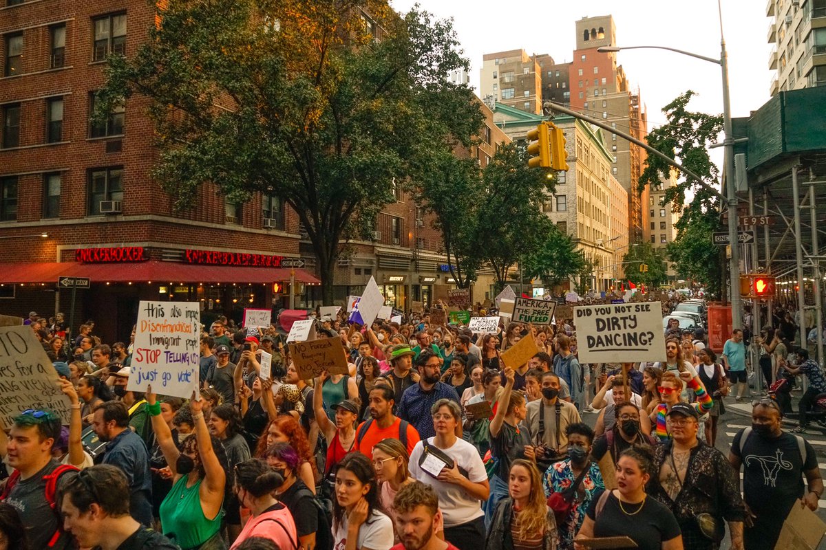 chrisstIawrence's tweet photo. Scenes from yesterday’s march against #RoeVsWade in NYC, starting at Washington Square Park. https://t.co/IRoZjTua5W