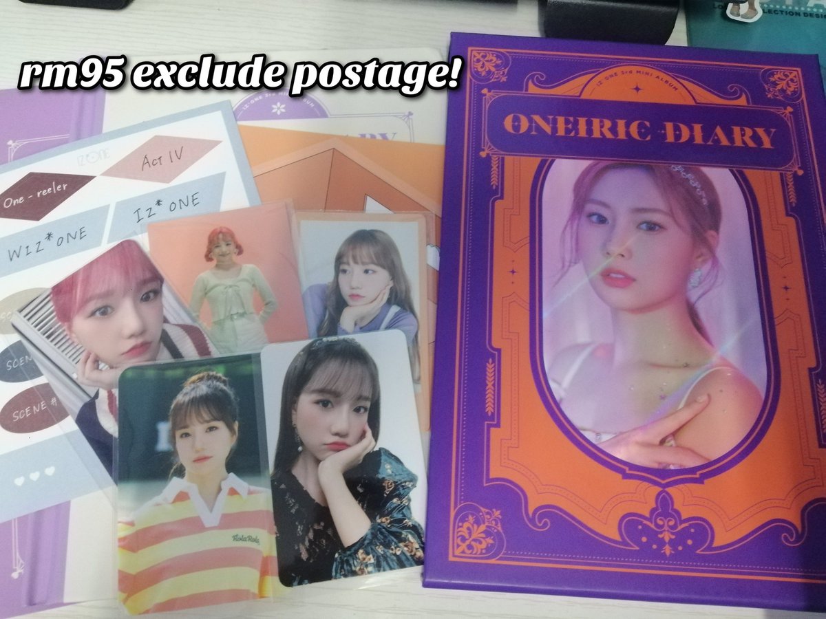 jjoyulsimp's tweet photo. [WTS] IZ*ONE ONEIRIC DIARY, ONE REELER ALBUM!
✨ everything is in good condition!
✨ postage depends on postcode
✨ feel free to dm me for any questions!
✨ All album includes cd!
✨ Each album will get a folded poster!

#pasarizone @spaceship_izone @IZtrade_msia @pasarjoyuri https://t.co/q2iGIRhKYq