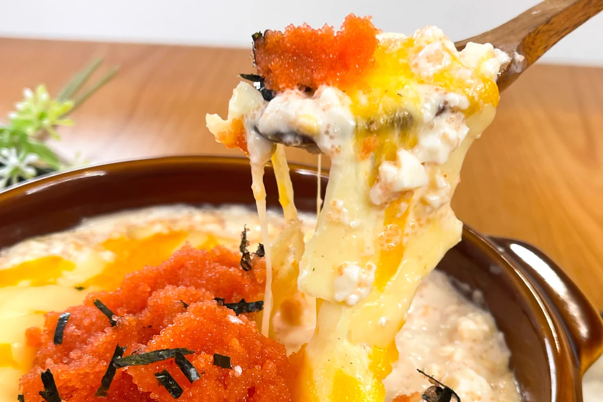 豆腐でヘルシーな仕上がりに！明太チーズ豆腐グラタン。