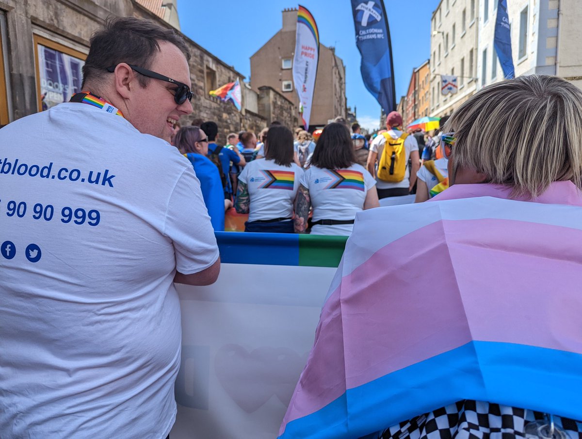 Beautiful weather at Edinburgh Pride today marching with staff and members from @givebloodscot @online_his @NHS_Lothian and @RCNLandB