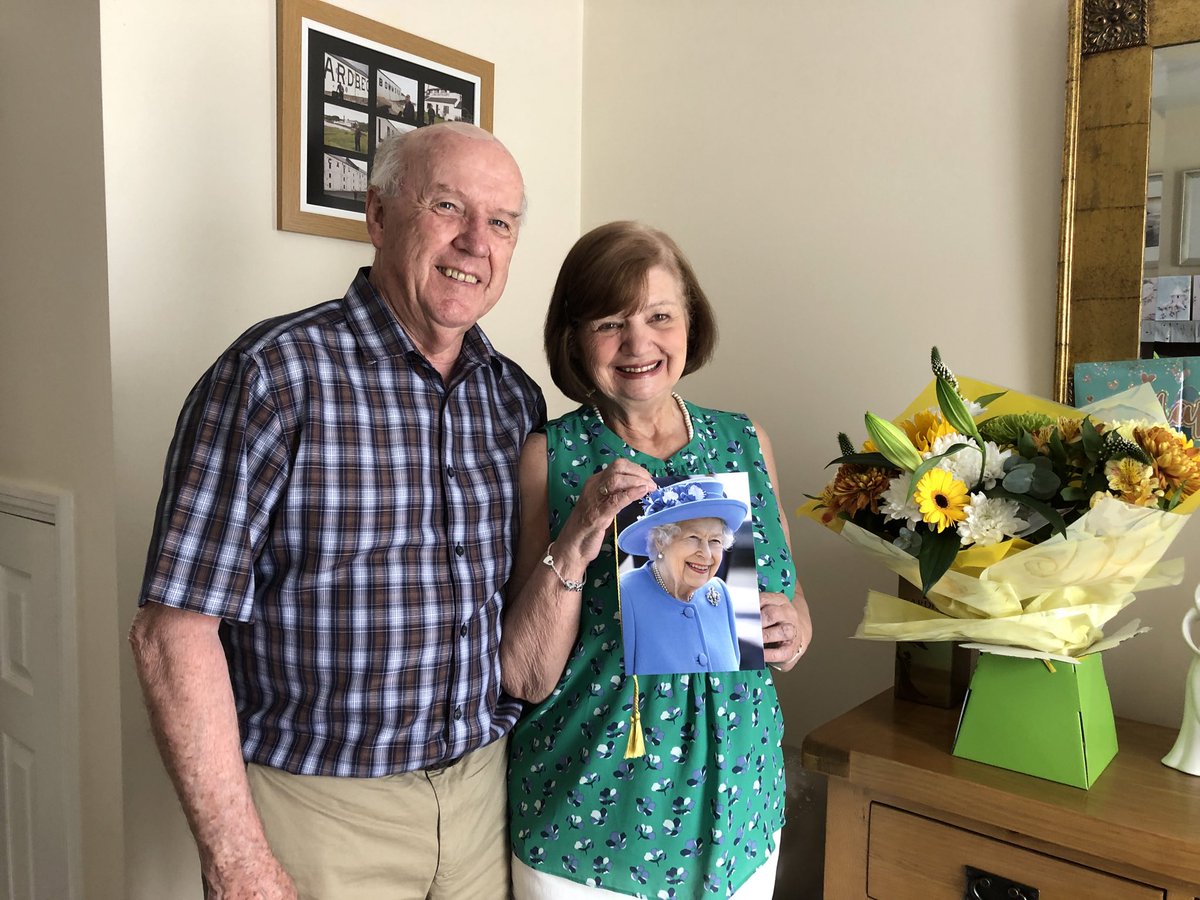 When you’ve been married for 60 years and you’re still wearing these smiles, you’ve made a good life. My lovely mam and dad on their diamond wedding anniversary this week, chuffed to bits to have a  <a href="/RoyalFamily/">The Royal Family</a> card from The Queen💜