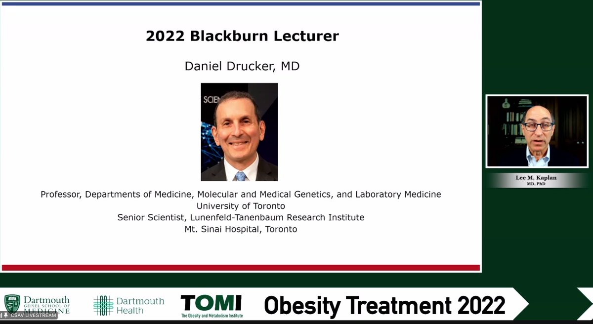 Blackburn Lecture at this year's course, presented by @DanielJDrucker ! 👏👏 #obesitycourse2022 ➡️streaming now➡️ cvent.me/E3Pymyv