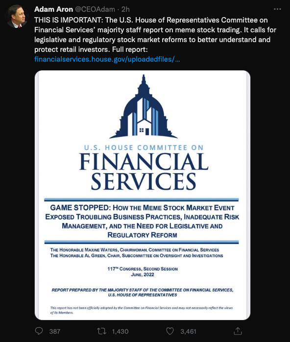 Called Out: "Predatory" tactics by "certain funds" detailed in the OFFICIAL Meme Stock report by U.S. House Committee on Financial Services. I'll translate it to simple English soon. <a href="/CEOAdam/">Adam Aron</a> #AMC #GME #APESNOTLEAVING #ApesTogetherStrong #ChokeOnThat