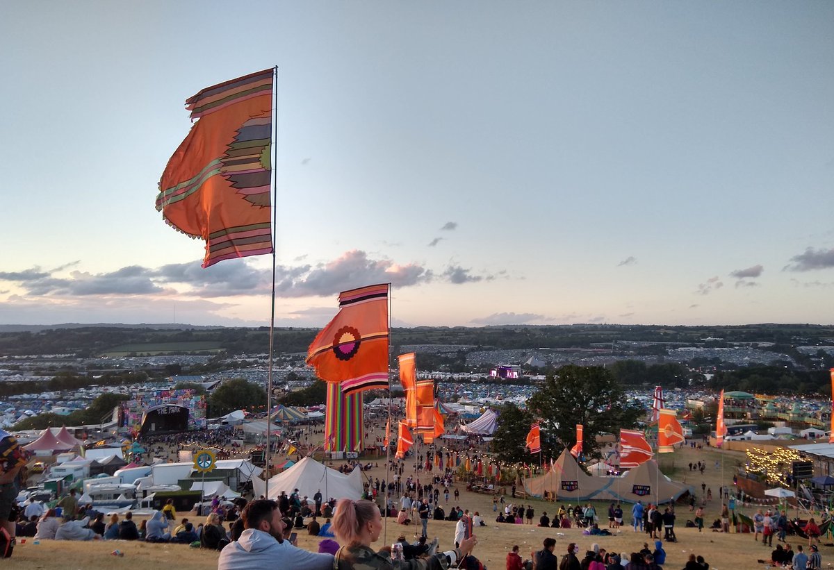 coachchriso's tweet photo. Almost sunset on day 2 of #Glastonbury2022. My first time here - why the hell did I wait so long? It's been mental - amazing, magical, chaotic, harmonious, emotional - everything it's hyped up to be (I blame the ley lines for the emotion 🥲). Bring on Macca and Sunday! https://t.co/z6AdOlp3L5