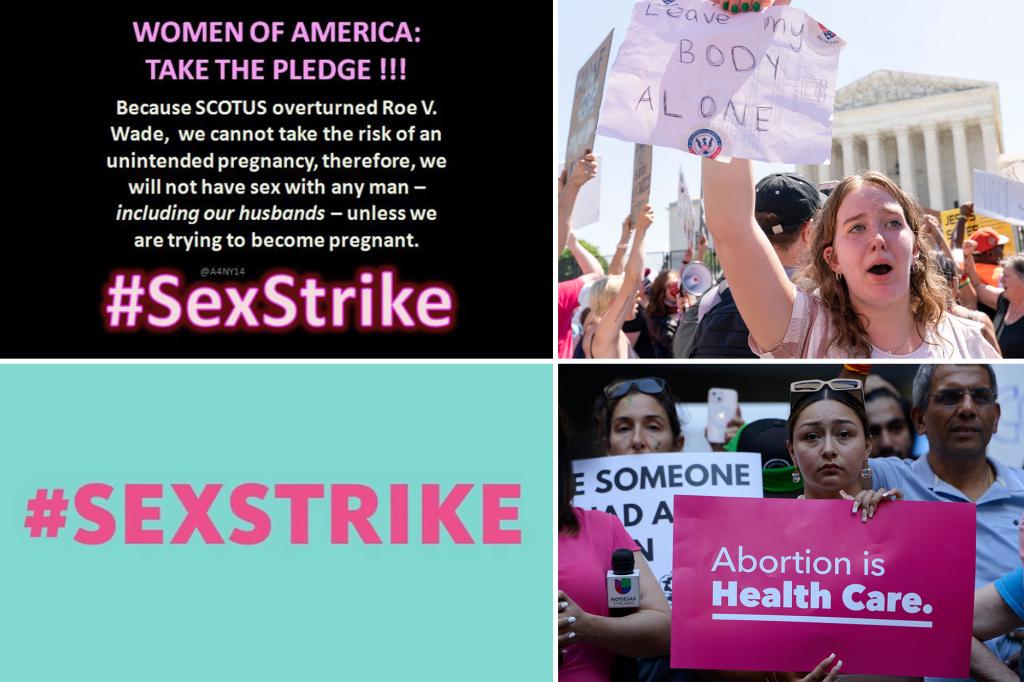 nypost's tweet photo. Sex Strike! Abstinence trends on Twitter in wake of Roe v. Wade ruling https://t.co/oELLAY5Esa https://t.co/lHnyQTRJO4