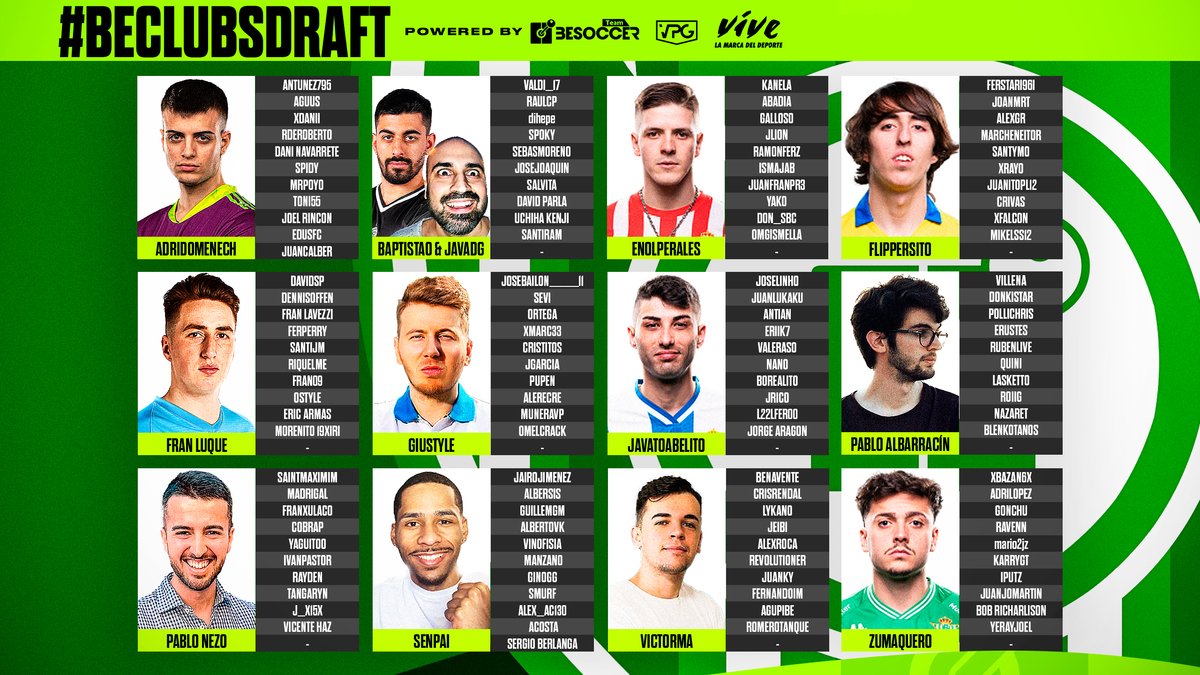 ⭐️EQUIPOS AL COMPLETO⭐️

Finalizamos el hilo con todas las plantillas y capitanes del #BeClubsDraft 

Dinos, ¿quién crees que ganará?

Os leemos 👀⬇️