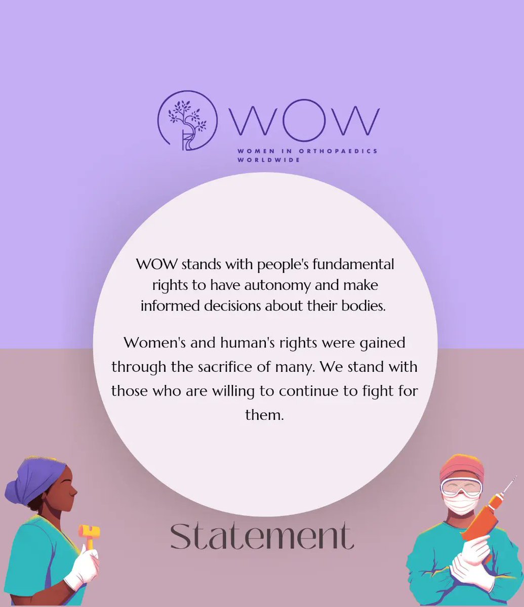 <a href="/orthoWOW/">WOWortho</a> stands with people's fundamental rights to have autonomy and make informed decisions about their bodies

Women's and human's rights were gained through the sacrifice of many. We stand with those who are willing to continue to fight for them
#RoeVsWade #orthotwitter