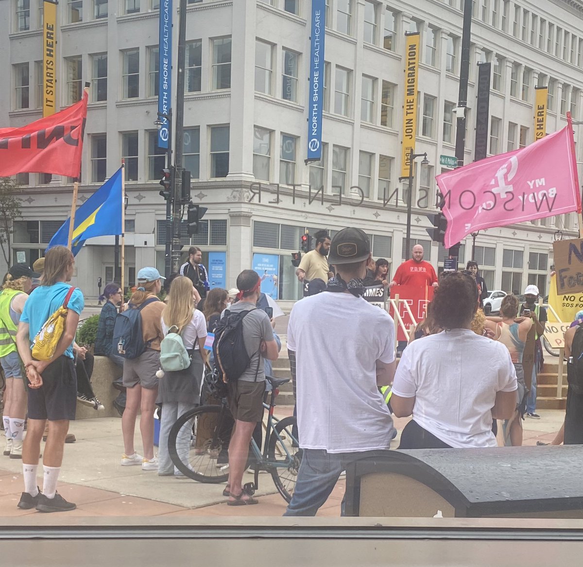 Protest happening outside of the summit l am speaking at in Milwaukee. 
Some upset about #RoeVsWadeOverturned &amp; others claiming the #LGBTQ community is under attack. 

Senators Cruz &amp; Johnson are the keynote speakers.