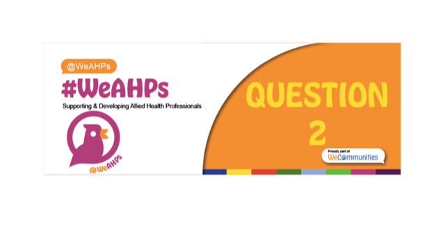 Q2:  Are there any barriers to consuming a healthy diet when you are at work? If yes, what are the main obstacles and how might you overcome them? 

Don’t forget to tag #WeAHPs
