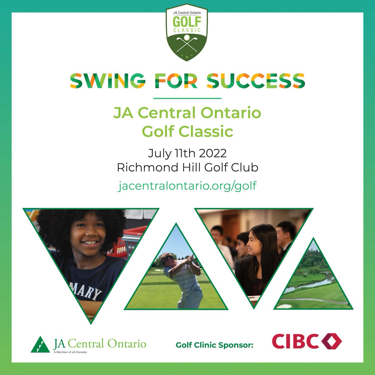 Join us at our annual JA Golf Classic, held at the beautiful <a href="/rhgolfclub/">Richmond Hill GC</a> on July 11th - featuring the Golf Clinic, sponsored by @CIBC, which is a great way to help those who want to perfect their skills – run by a CPGA professional golf instructor! 
Visit: bit.ly/3tcYfUE