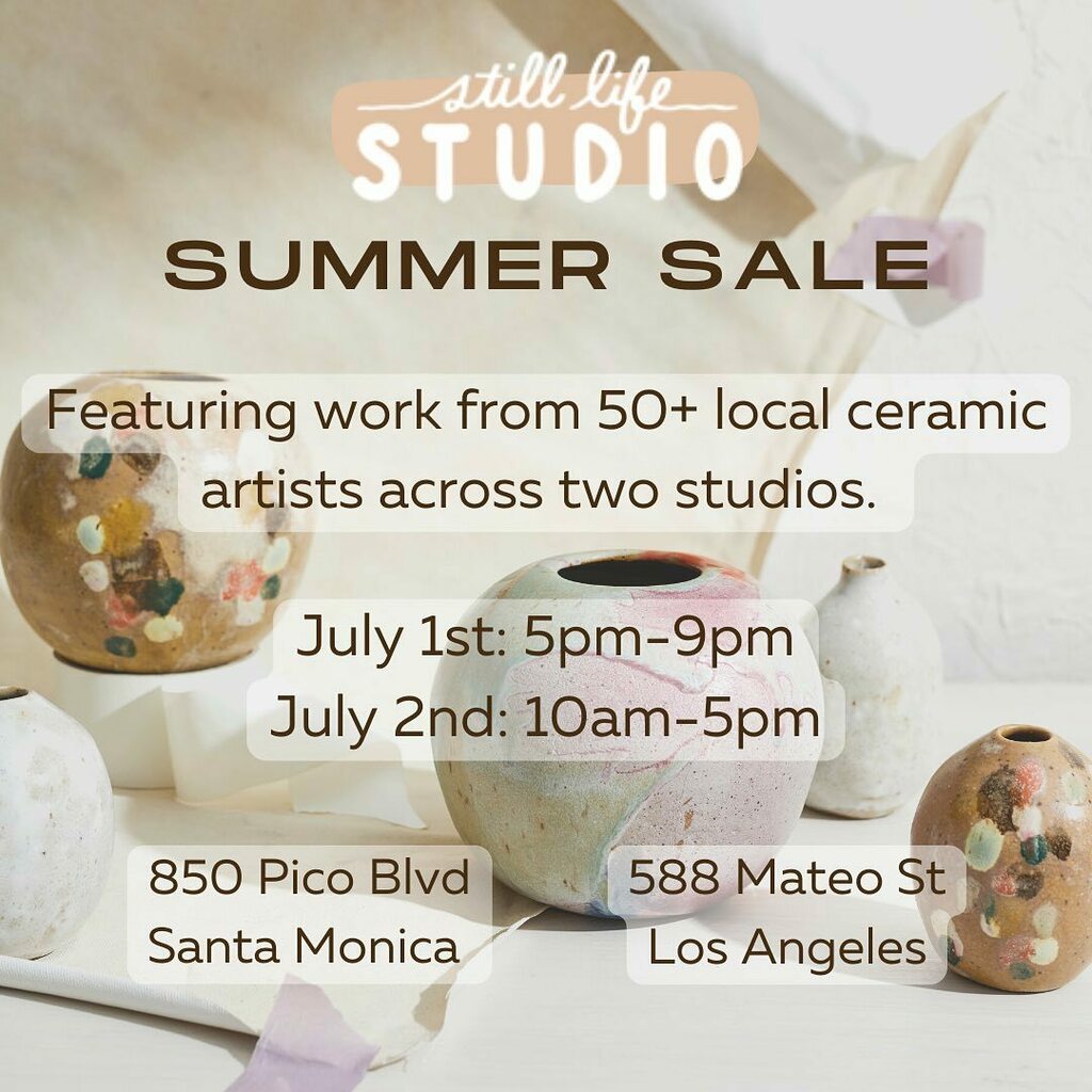 theslanderous's tweet photo. I’ve got a table at @stilllifestudio’s summer ceramics sale July 1st and 2nd! There’s going to be 30+ fantastic local ceramicists at both the Pico and DTLA locations (I’ll be in DTLA). The last show was a raging success so come early. Check out more deta… https://t.co/e8wCh12OiE https://t.co/2d0ggv4PGF