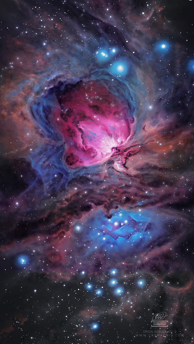 Cathrinmachin's tweet photo. here’s an oil painting of the Orion Nebula. The cosmos is what’s keeping me going so hopefully it’ll help you too 🥺 https://t.co/onshlXvqsB