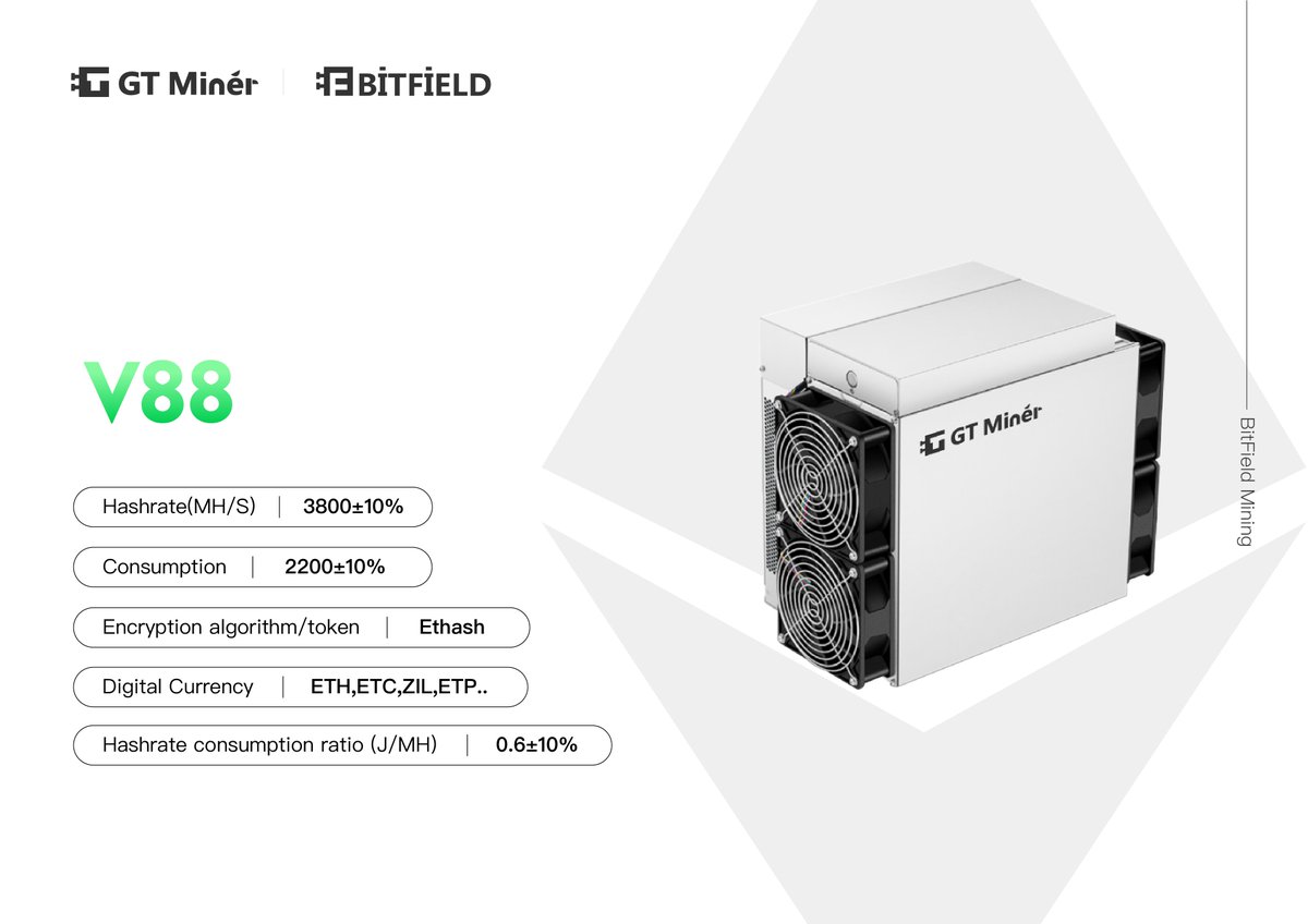 BitField_Mining's tweet photo. #BitField V88 #GTMiner Overview, a great mid-range option!

Specs:
🔸Hashrate(MH/S) - 3800+-10%
🔸Power(W) - 2200 +-10% 
🔸Encryption algorithm/token -  Ethash
🔸Digital Currency - ETH, ETC ,ZIL, ETP
🔸Hashrate consumption ratio -  (J/MH) 0.6 +-10%

#CryptoMiner #ETH #ETHMiner https://t.co/RgegOJf5MZ