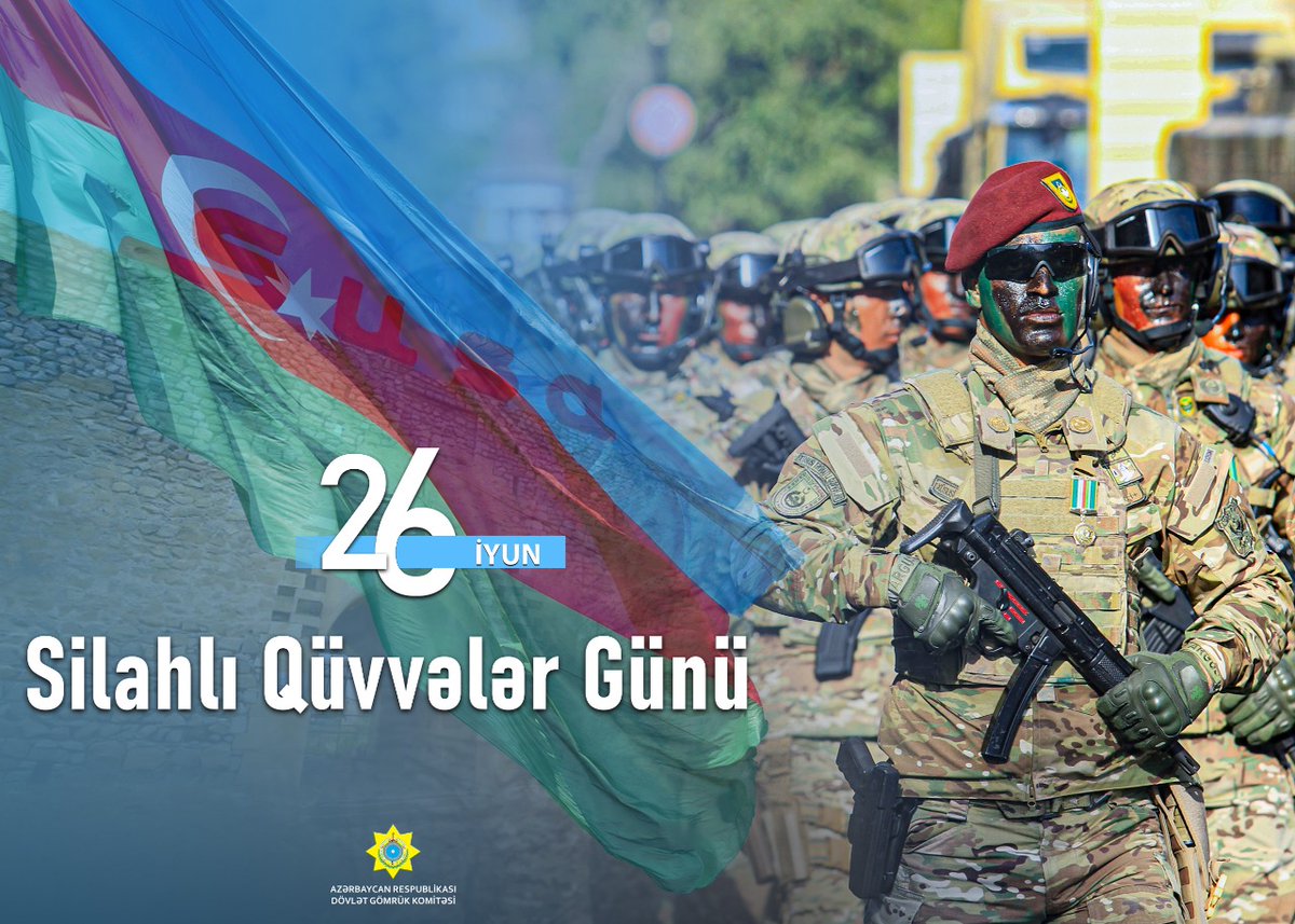 26 İyun Silahlı Qüvvələr Günüdür! Müzəffər Ali Baş Komandan İlham Əliyevin rəhbərliyi ilə şanlı zəfər tariximizi yazan rəşadətli Azərbaycan Ordusuna eşq olsun! 
#26İyun
#SilahlıQüvvələrGünü
#AzərbaycanOrdusu
