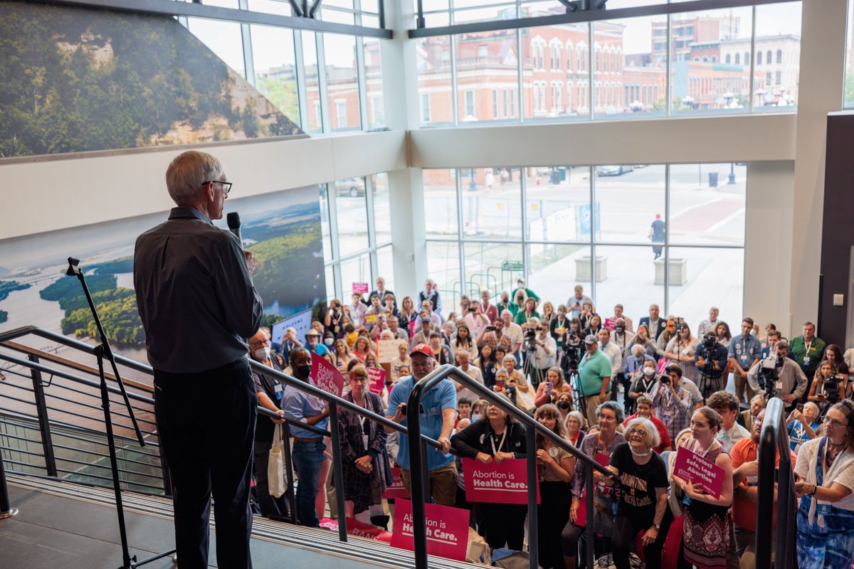 Tony4WI's tweet photo. I’m in La Crosse with @tammybaldwin, @JoshKaulWI, @DavidCCrowley, and @gretaneubauer standing up for abortion rights. Democrats are the last line of defense for abortion rights in Wisconsin and we’ll keep fighting for reproductive healthcare access as long as we’re in office. https://t.co/zF470Da1u6