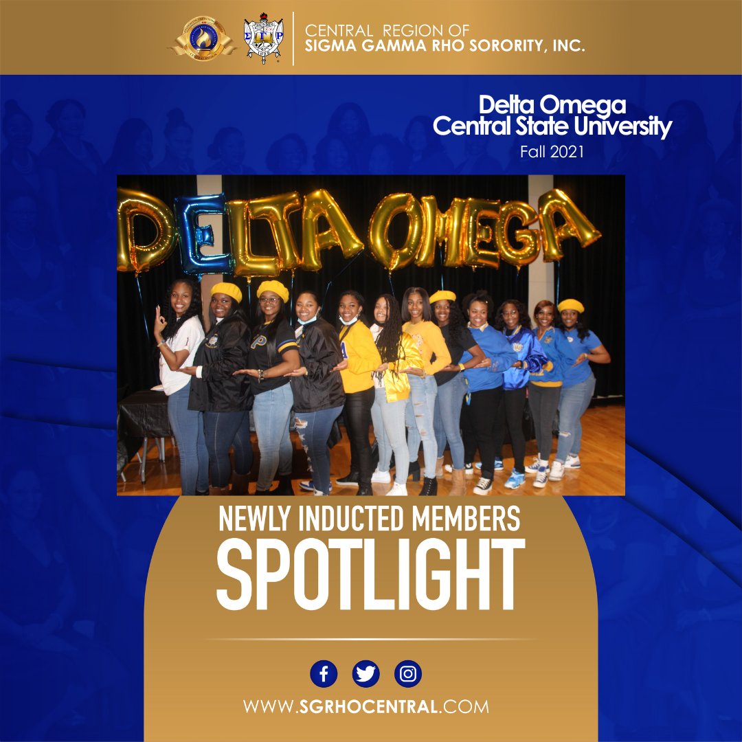 SGRhoCentral's tweet photo. Welcome New Undergraduates
Welcome to the newest inducted members within the ‘Captivating’ Central Region.
Presenting the Fall 2021 chapter Central State University, Delta Omega. Welcome Sorors💛💙
#SGRhoCentral #CentralLeadsTheWay #LeadWithCentral #LeadershipThroughAction https://t.co/uXO7j84lvW