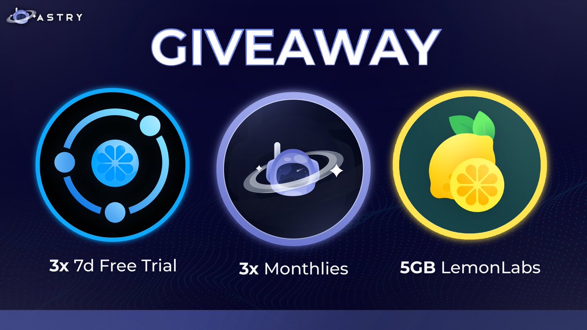 🎉 𝑮𝑰𝑽𝑬𝑨𝑾𝑨𝒀 🎉 • 3x @TheLemonClub_ 7D Trials • 3x @AstryScripts Montly’s • 5x @Lemon_Proxies Free 1GB To enter: - Retweet 🔃 - Follow the 3 accounts 🫂 - Tag 1 friend 💬 𝑬𝒏𝒅𝒔 𝒊𝒏 24𝒉, 𝒈𝒐𝒐𝒅 𝒍𝒖𝒄𝒌 ❗️