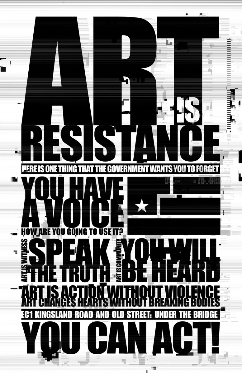 gm

alright, enough wallowing

time to get up and get to work

time to make some dope art

time to support those in need

time to network and grow stronger

time to fight the oppressors

time time right the wrongs

art is resistance