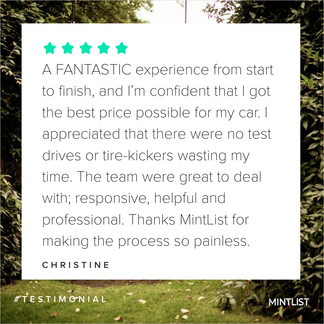 Thank you, Christine, for the fantastic review!

#testimonial #Mintlist #startup #soldcar #usedcar