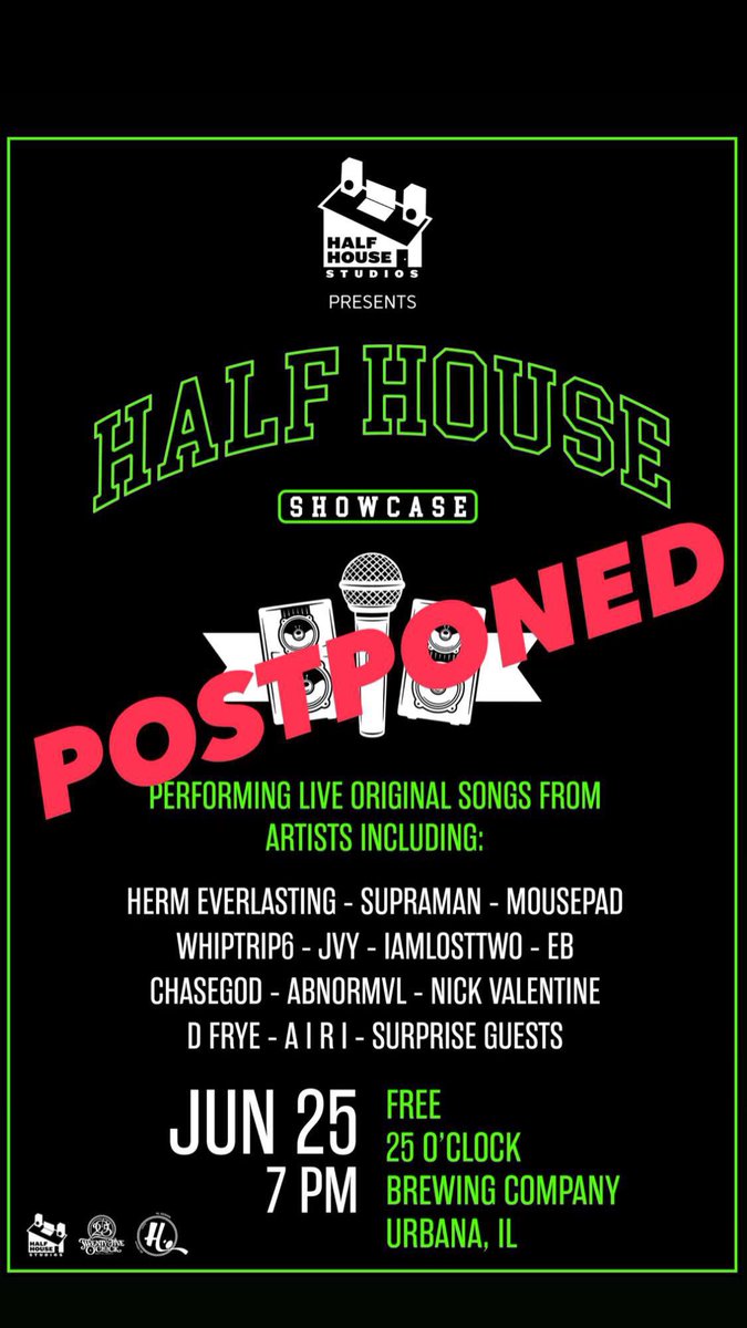 halfhousestu's tweet photo. UPDATE!!! THE SHOW HAS BEEN POSTPONED DUE TO THE RAIN!!! IT’S NOW NEXT SATURDAY JULY 2ND! WE HOPE TO STILL SEE YOU THERE! 

For now, the show doesn’t stop! Tonight we are doing a house show at 7pm instead! Dm us for the address and come turn up with us! It’s still gonna be lit 🔥 https://t.co/k3FStuhXYC