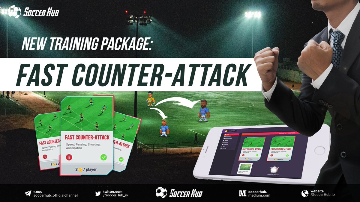 HamsterHub_'s tweet photo. 🏆 New Training Packages: Fast Counter-Attack.

⚽️The coefficient according to the player's position in training:

- GK: 20%
- DL, DC, DR: 40%
- DML, DMC, DMR: 60%
- ML, MC, MR: 60%
- AML, AMC, AMR: 60%
- ST: 70%

#SoccerHub #P2E #TrainingPackages https://t.co/8EcyIDN4ke