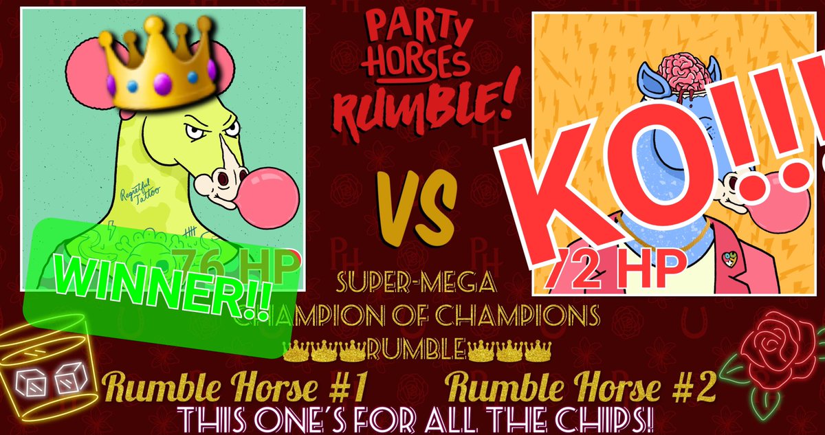FraternalFoodie's tweet photo. @partyhorses With that said I want to put the crown up on the line. @partyhorses And call out @BoredApeYC for a challenger. Do you think you have the chops to enter the ring with @partyhorses Join our discord to see if you have what it takes to win in our rumbles! I am undefeated! #🎤drop https://t.co/K5pSvSs9d9