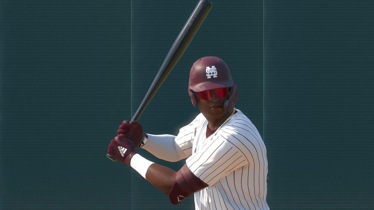 NcaaMlb's tweet photo. @Kota_1k is going to look Fresh in those Maroon Pins next year!! 🔥🔥 #HailState #MLBTheShow https://t.co/X8chJS2CDm