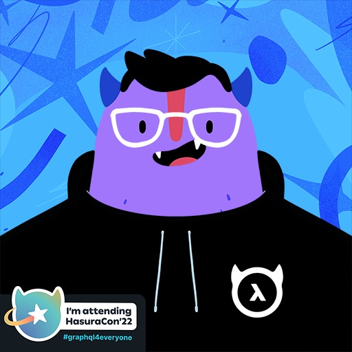 sunnykgupta's tweet photo. I'm headed to HasuraCon'22 by @HasuraHQ! Register below and join me! Also, check out my custom Hasura avatar ๐
https://t.co/QVVJyrq6Wy
Redirect queries to: @lastnamearya
#HasuraCon #GraphQL4everyone https://t.co/8MLzFHAjU1