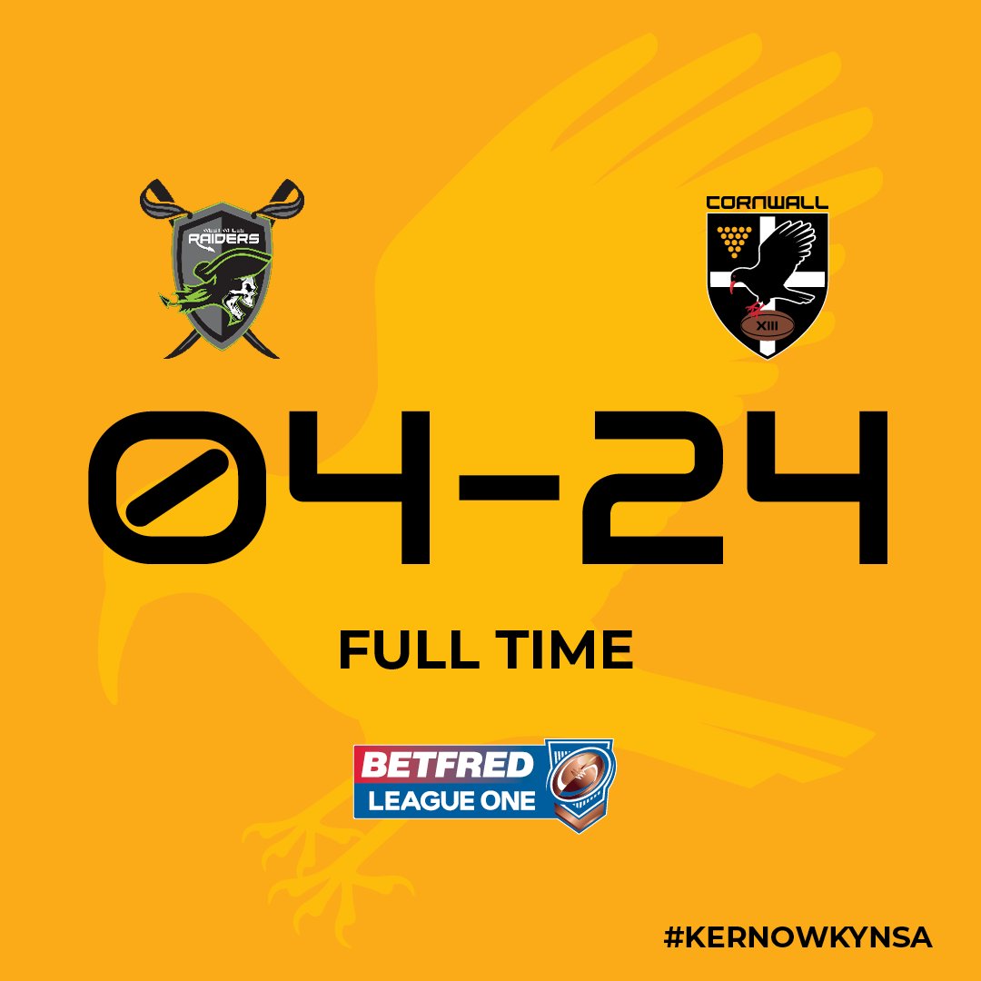Cornwall RLFC (@cornwallrlfc) on Twitter photo FT | WE HAVE DONE IT!
<a href="/WWRaidersRL/">West Wales Raiders</a> 4 Cornwall 24
🖤💛 #Kernowkynsa #RugbyLeague FT | WE HAVE DONE IT!
<a href="/WWRaidersRL/">West Wales Raiders</a> 4 Cornwall 24
🖤💛 #Kernowkynsa #RugbyLeague
