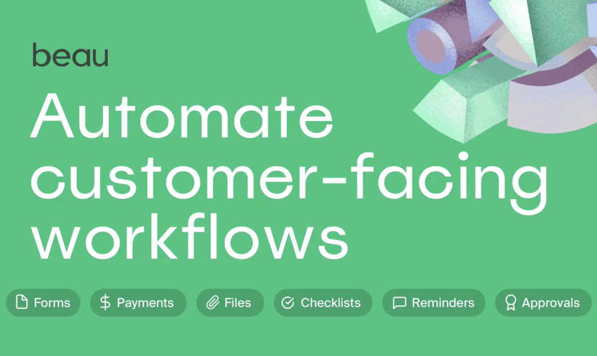 ProductHunt's tweet photo. Beau 2.0 has just made it easier to build visualize, and automate your customer-facing processes with 𝗽𝗮𝗴𝗲𝘀 and 𝗽𝗼𝗿𝘁𝗮𝗹𝘀!

Automate your onboarding workflows: https://t.co/XZdEmEg5We https://t.co/TJ691ePaI8