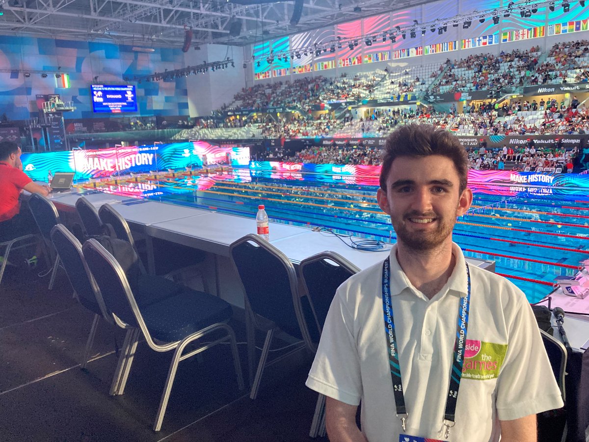 insidethegames's tweet photo. Our junior reporter Patrick Burke is at the #DunaArena in #Budapest for today's #swimming finals at the #FINA World Championships in #Budapest.

Follow our LIVE BLOG to stay on top of everything that happens at #FINABudapest2022

https://t.co/Wj4QSR5LDE https://t.co/Rspn3BpuJe