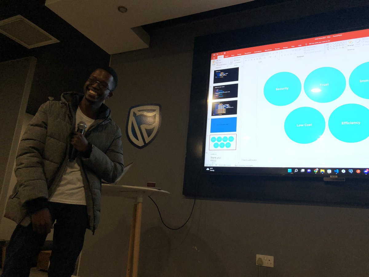 iam_malc's tweet photo. Next speaker giving a talk on #Blockchain learning about the benefits of #Algorand! Catch us at #StanbicAcceler8 #GDGGaborone #IOExtendedBW #IOExtended22 @googledevs @StanbicBankBW https://t.co/bbfltj9eFt