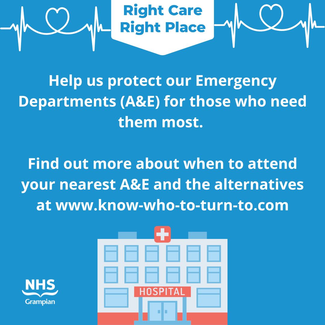 Help us protect our Emergency Departments (A&E) for those who need them most. Find out more about when to attend your nearest A&E and the alternatives at know-who-to-turn-to.com