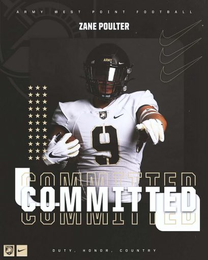 I am honored to announce my commitment to Army West Point! Thankful for all the coaches for the time and effort they have put into recruiting me. <a href="/ArmyWP_Football/">Army Football</a> <a href="/CoachJeffMonken/">Jeff Monken</a> <a href="/CoachSaturnio/">Sean Saturnio</a> <a href="/CoachJohnLoose/">John Loose</a> <a href="/TheBecaPerez/">Beca Perez</a> <a href="/goblackknights/">#GoBlackKnights</a>