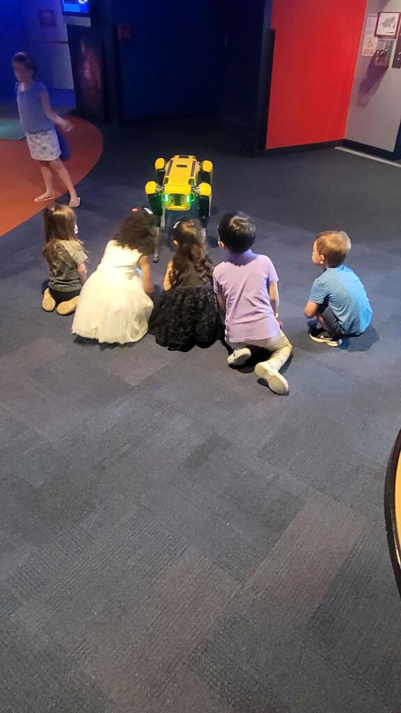 STEMnaut's tweet image. Busy day at the @CarnegieSciCtr. Excited to share our robots with families. @BostonDynamics Spot and @Ghost_Robotics Spirit are huge hits today! Come learn about @CommCharterAcad and #TechWorksatCCA today! #HowSchoolsShouldWork