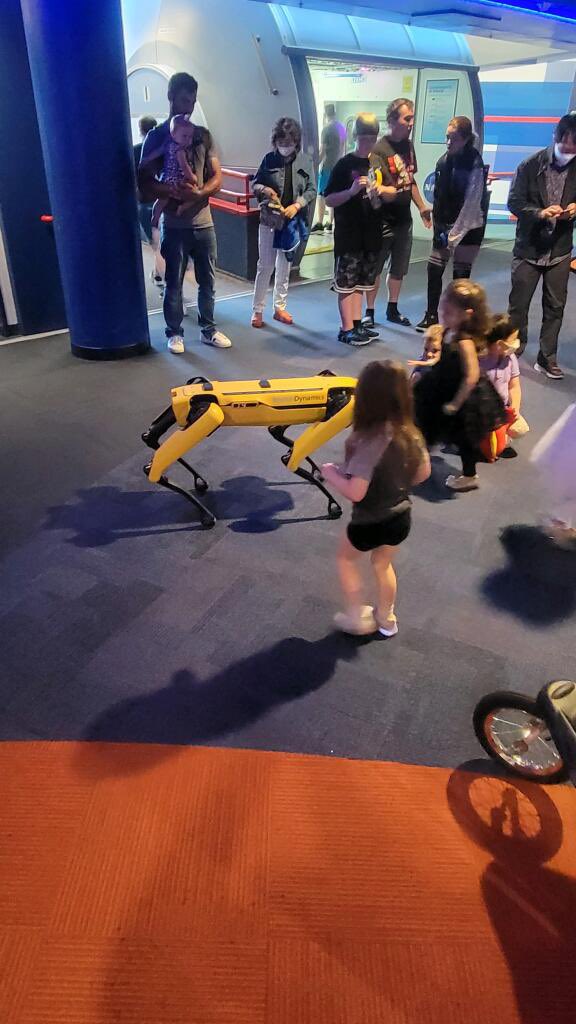STEMnaut's tweet image. Busy day at the @CarnegieSciCtr. Excited to share our robots with families. @BostonDynamics Spot and @Ghost_Robotics Spirit are huge hits today! Come learn about @CommCharterAcad and #TechWorksatCCA today! #HowSchoolsShouldWork