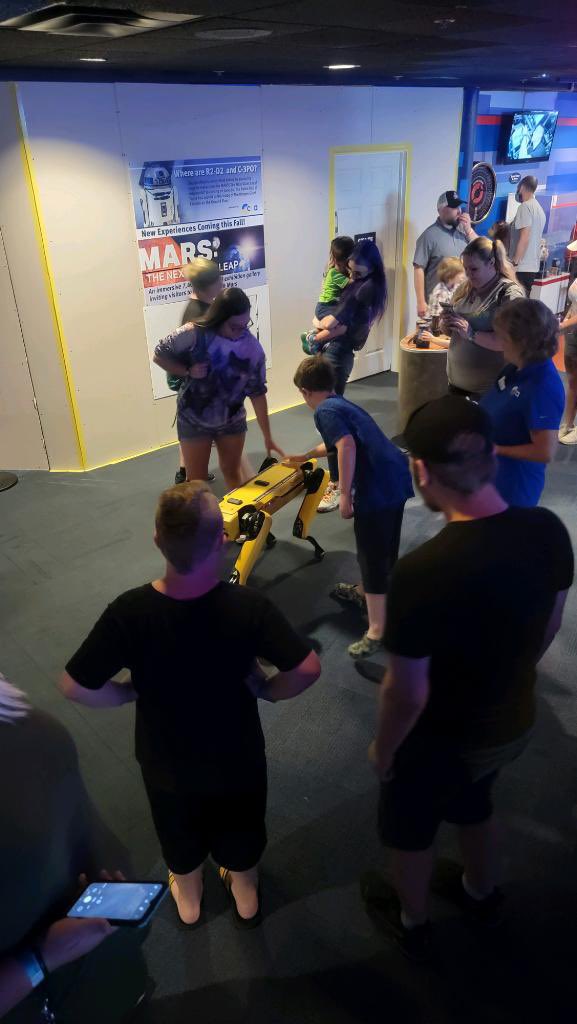 STEMnaut's tweet image. Busy day at the @CarnegieSciCtr. Excited to share our robots with families. @BostonDynamics Spot and @Ghost_Robotics Spirit are huge hits today! Come learn about @CommCharterAcad and #TechWorksatCCA today! #HowSchoolsShouldWork