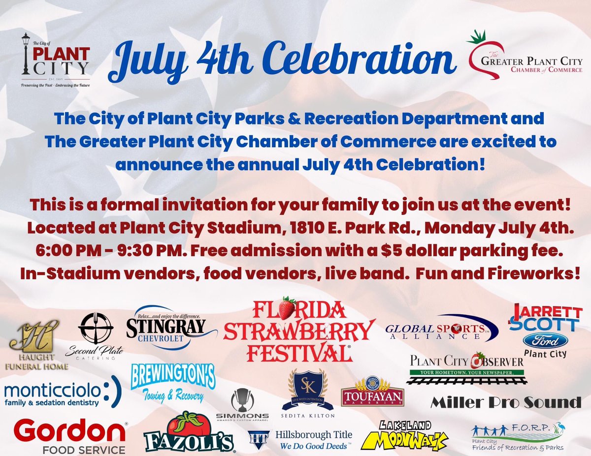 KeysRestaurants's tweet photo. We are ready to blast off! We are providing meals for the #plantcityparksandrecreation 4th of July Fireworks celebration!! @Fazolis @keysgroupcompany @PlantObserver @CityofPlantCity @PCRecandParks @FOCUS_PlantCity https://t.co/rnQXYc2bPu