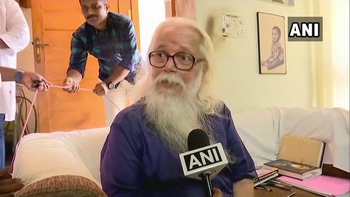 ANI's tweet photo. I came to know that he was arrested today for keeping on fabricating stories &amp; trying to sensationalise them, there was a charge against him. It is exactly what he did in my case: Former ISRO scientist Nambi Narayan to ANI, on Ahmedabad Police detaining ex-IPS officer

(File pic) https://t.co/CCsNKrWaQV