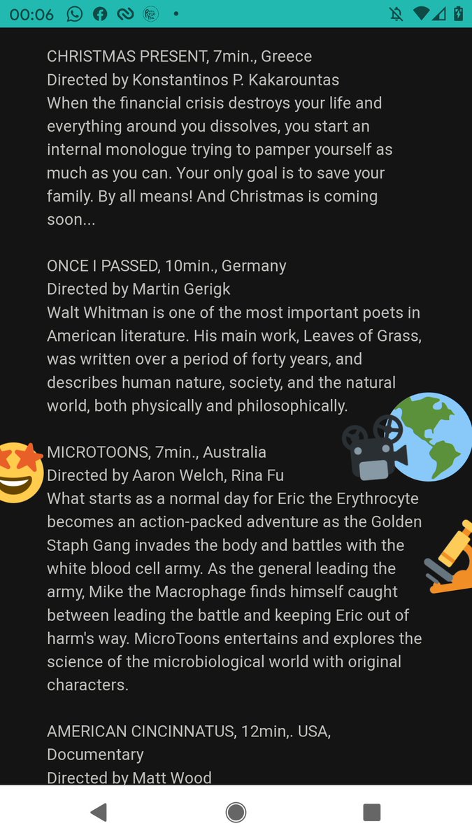 scientist_mum's tweet photo. Festival program-official selection of the best animations from Germany, Greece, India, USA, Australia #Microtoons π₯³, Lebanon & Egypt!
#cell #microbiology #haematology #immunology #story #autistic #redbirdcreative #science #STEAM #animation #SciComm #rinafu #filmfestival #global https://t.co/QAdiuGUvCk