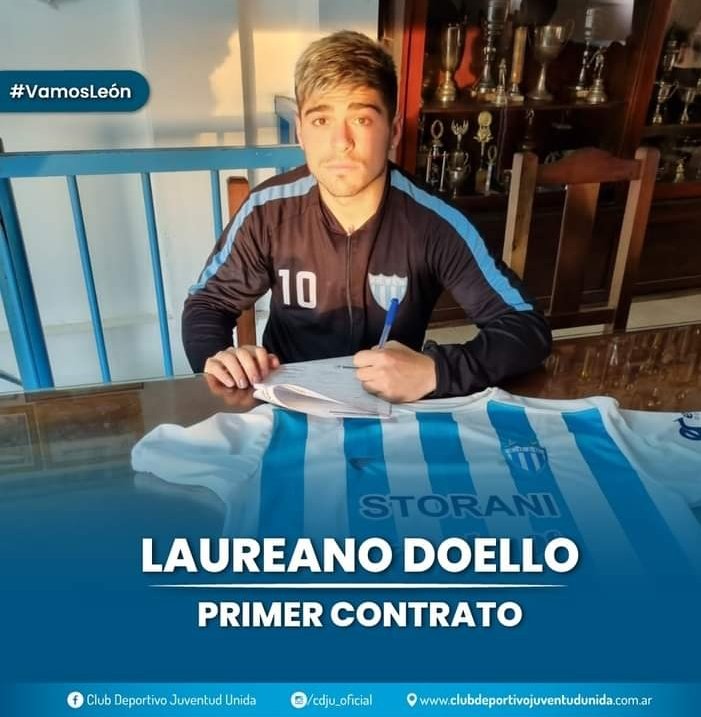Profemacchi's tweet photo. Nuevo primer contrato profesional.
Felicitaciones @laureanodoello!

¡Vamos Juve💪💙es por acá!

#federala #futbolgualeguaychu #futboljuvenil #semillerodecano #gestion #proyectos https://t.co/hPqvdaUb2L
