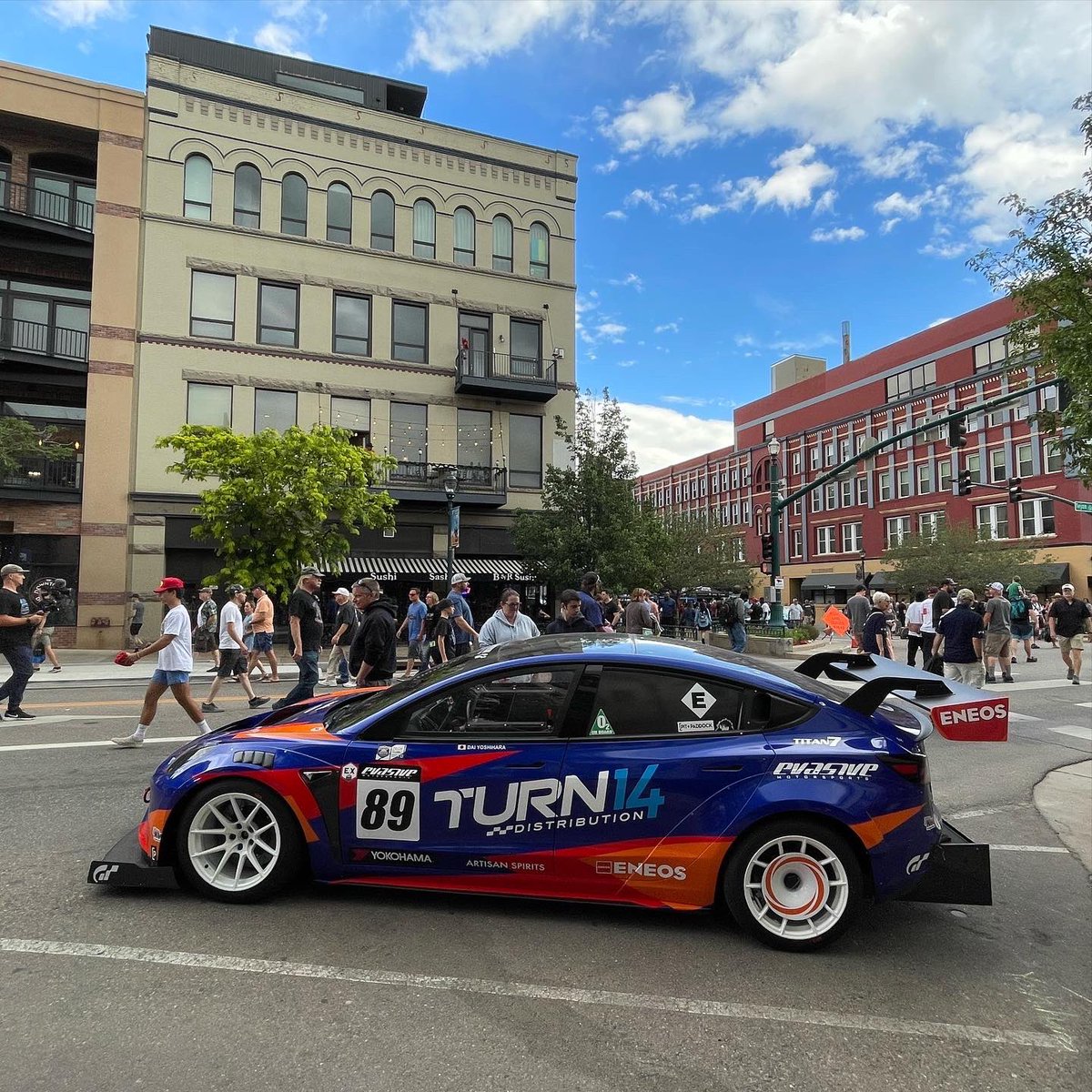 ENEOSUSA's tweet photo. Scenes from @PPIHC Fan Fest with @DaiYoshihara and @EvasiveMtrsprts: huge turnout to support the 100th running of the hill climb! Weโre hyped and ready to compete!
#ENEOS | #DaiYoshihara | #EvasiveMotorsports | #PPIHC | #PitandPaddock | #Turn14Distribution | #Titan7Wheels https://t.co/7OfaefdioK