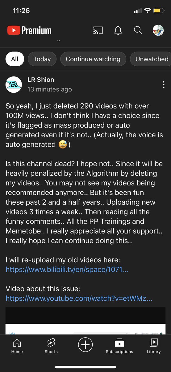 __BenHarris__'s tweet photo. @YouTube @SusanWojcicki @LudwigAhgren Not agaaaaaain you’re joking!!! 100M views over 2 and a half YEARS….just gone because of the platform. What a shame. https://t.co/bbXKVY3Z8d