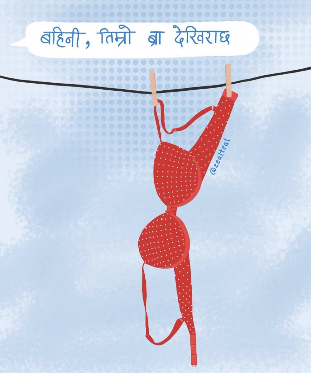 Art by: @zealteal

Have you ever felt embarrassed to dry your under garments outside? #underwear #penti #bra #modernbuhari #shame #newlywed #nepalibride #nepaligroom #nepaliwedding #nepal #nepalibridesmaid #parenting